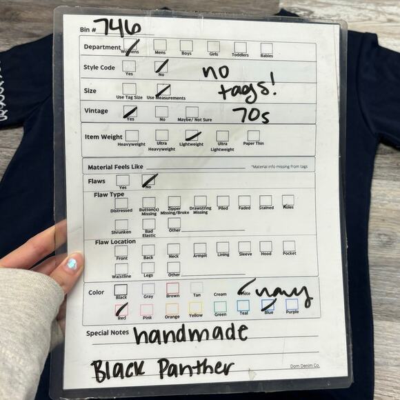 Vintage Pink Panther Navy Blue Women‎ L Handmade Embroidered Applique T-Shirt - Picture 6 of 6